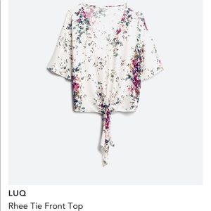 Floral front tie blouse